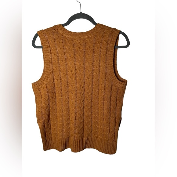 Cupcakes and Cashmere Burnt Orange / Brown Cable Knit Sweater Vest - Size S - Picture 7 of 8